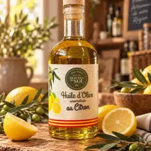 Bouteille d'huile d'olive aromatisée au citron 35 cl, Olivera del Sol au Soler