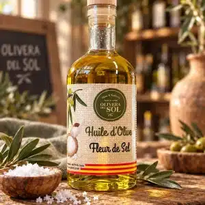 Bouteille d'huile d'olive aromatisée à la fleur de sel 35 cl, Olivera del Sol