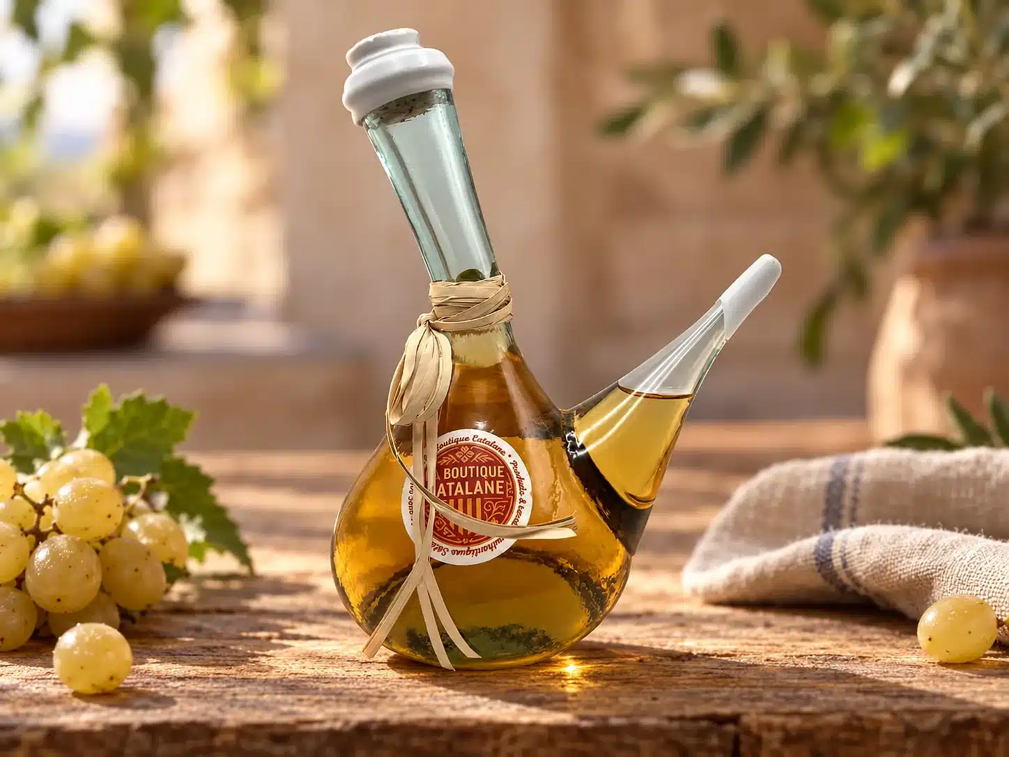 Pourou en verre soufflé rempli de muscat Nadal-Hainaut, La Boutique Catalane au Soler